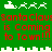 Green background with red text repeating "Santa Claus is Coming to Town!!" and white pixelated reindeer/sleigh silhouettes above and below the text.