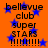 Orange background with blue stars and black text reading 'bellevue club super STARS !!!!!!!!!' in two identical vertical