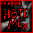 A 48x48 pixel animated buddy icon displayed in a contact sheet with three visible frames showing sequential animation changes, featuring red text and symbols on a black background with gray gradient effects.