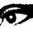 Black and white pixelated eye icons with animated text reading LOOK through my eyes in