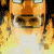 Animated contact sheet showing three sequential frames of a Power Rangers character in orange armor with yellow flames, displaying mouth and eye changes across frames.
