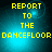 Yellow pixelated text reads REPORT TO THE DANCEFLOOR on a teal gradient background with subtle light effects.