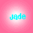 Four identical circular icons with pink gradient backgrounds display the word 'jade' in cyan pixelated text.