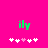 Green text 'ily' on bright pink background with white and light pink pixelated hearts below, two identical frames showing heart positions shifting left to right.