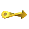 Golden 3D arrow-shaped icons with varying twists and looped ends, displayed in a against a gray background