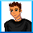 Pixel art contact sheet showing a character with brown hair and blue necklace alongside text about attending PIMP university, arranged in 2x2 grid with three visible frames.