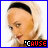 A 5x5 contact sheet of a 48x48 animated AIM buddy icon featuring Gwen Stefani with changing text overlays across frames, showing her in profile view with blonde hair and red lipstick against a white background.