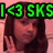 A four- shows a person with long brown hair in various poses against a pink background, with green text reading 'I<3 SKS' visible in the top-left