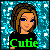 Pixel art contact sheet of a female character with brown hair and blue eyes wearing a black shirt, displayed across three frames with varying text colors against a blue starry background.