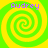 Four identical spiral patterns with alternating green and yellow colors, each labeled "Audrey" in purple text at the top left corner.