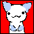 Pixelated white creature with light blue ears and chest accents, shown in multiple expressions against colored backgrounds including red, orange, yellow, white, blue, purple.
