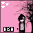 Animated pink background with black tree silhouettes, white stars in top-left corner, and a central figure whose text label changes across frames.