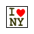 Pixelated icon with 'I ❤️ NY' text on white background, bordered black frame; adjacent green pixelated text reads 'Original Icons .com'.