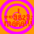 Four identical circular icons with concentric pink rings on orange background, each containing red text reading 'I ❤️ 9829: MARS!!!' in pixelated font.