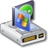 Pixelated icon shows a silver USB drive with blue and green screen elements, featuring orange and yellow blocks on its display.