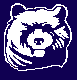White bear head icon on dark blue background with subtle variations in facial expression and a small white rectangular object with three dots appearing in lower right corner of some frames.