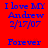 Red background with blue pixelated text reading 'I love MY Andrew 2/17/07 Forever' in two identical side-by-side
