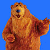 A pixelated cartoon bear mascot on a blue background next to green text reading "Original Icons .com" on a dark green background, displayed as a 2-frame contact sheet with no visible animation changes between frames.