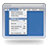 Static pixel art of a computer window with blue sidebars and gray header, showing two document-like panels on light background.