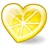 A heart-shaped lemon slice rendered in pixelated yellow and white tones with visible cross-section details.