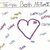 A pixelated heart outline in purple hues surrounded by scattered, blurred shapes on a white background.