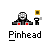 Pixel art buddy icon featuring a character with white hair and red accents, accompanied by a yellow square and black stick figure, displayed in two identical frames on a gray background with promotional text for 'badassbuddy.com'