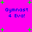 Bright pink background with scattered green plus signs and blue text reading "Gymnast 4 Eva!" in four identical quadrants.