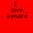 Four pixelated text display "I love kendra" in black font on red, light pink, white, and coral backgrounds