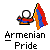 A static contact sheet showing two identical pixel art buddy icons with a gray background, each featuring a stick figure holding the Armenian flag and text reading "Armenian Pride" below it.