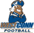 Pixelated icon of a person in blue attire with a blue cap, standing behind a sign reading 'WESTERN CONNECTICUT STATE COLONIALS' and 'FOOTBALL' below it.