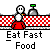 Animated contact sheet of a fast-food restaurant scene with stick figures, showing sequential frames of food delivery and customer interaction.