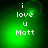 Green pixelated background with white text 'i love u Matt' in four , each showing a different glowing light position
