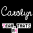 Pixelated white cursive text 'Carolyn' spans the top , with three variations of a lower block containing 'YEAH, THATS' and 'HE' in distinct color schemes on black background