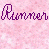 Animated contact sheet showing 12 frames of a running-themed icon with repeating text and motion effects on a pink glittery background.