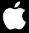 Static black-and-white pixelated Apple logo icon with a single bite taken out of the right side, featuring anti-aliased edges and grayscale shading on a solid black background.