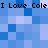 Pixelated blue background with repeated black text "I Love Cole" in two horizontal , each containing four instances of the phrase