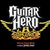 Guitar Hero logo with crown and guitar necks on black background, two versions show different text below the crown.