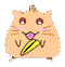 Two pixelated hamster icons holding a yellow and black striped object, one with open eyes and the other winking.