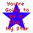Blue star with red text 'You're Going to be a Star... My Star' on white background, displayed in four identical