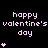 Pixelated pink text 'happy valentine's day' with varying numbers of small heart symbols on a black background, animated to change heart counts.