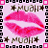 A 4x3 contact sheet of a repeating animated icon featuring pink lips and 'MUAI' text on a light purple background with black-and-white grid borders.