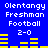 Blue background with white text reading "Ole ntangy Freshman Football 2-0" and yellow horizontal bars in two identical arrangements.
