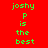 Green pixelated text 'joshy P is the best' on red and black backgrounds in a split-screen layout.