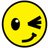 Yellow circular emoji with one eye open and the other winking, smiling mouth, purple text "BUB!" on white background.