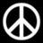 Four distinct pixelated icons arranged in a : peace symbol, heart outline, rainbow stripes, and solid gray square