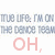 Animated text displays 'TUB UFB: I'M ON TUB UFB: I'M ON THE DANCE TEAMTHE DANCE TEAM' in gray, followed by 'OH,' and 'YEA!' in pink.