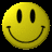 Yellow smiley face icons with black eyes and mouth on a black background, arranged in two of three, each icon displaying partial text beneath it