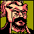 Pixelated static icon of a character with long pink hair, black glasses, and a beard against a green background.