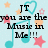 Pixelated icon with light blue background featuring black text "You are the Music in Me!!!" surrounded by cyan musical notes, hearts, and pink/orange stars.