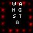Pixelated text 'WANGST' vertically stacked with a single 'A', surrounded by red pixel clusters on black background.